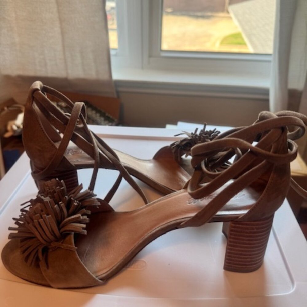 Madewell Lainy Ankle-Wrap Sandals Sz 10 2.5" heel